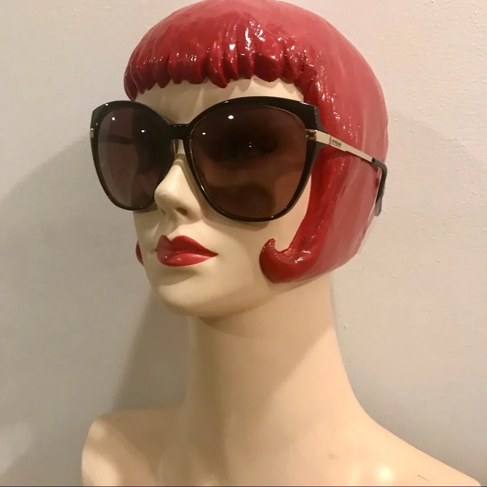 Von Zipper ‘Begonia’ black frame, yellow metal hinges oversized sunglass…